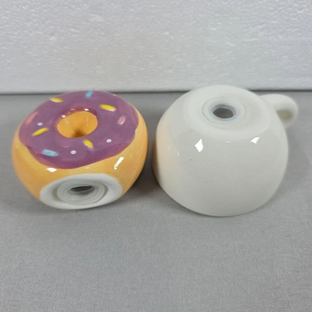Donut Coffee Salt &‎ Pepper Shakers Colorful Table Décor Collectibles NEW
